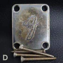 FENDER VINTAGE F NECK PLATE 0991448100 STRATOCASTER TELECASTER *AGED RELIC (D)
