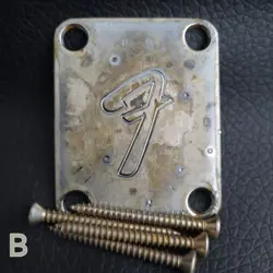 FENDER VINTAGE F NECK PLATE 0991448100 STRATOCASTER TELECASTER *AGED RELIC (B)