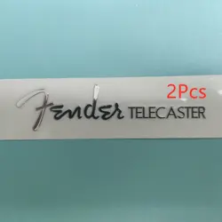 2PCS FENDER TELECASTER GUITAR BASS HEADSTOCK SELF-ADHESIVE METAL STICKERS SILVER