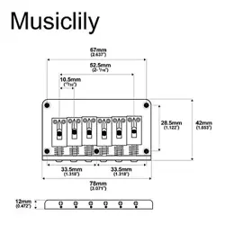 52.5MM FIXED HARDTAIL BRIDGE FOR 6 STRING FENDER STRAT TELE ELECTRIC GUITAR, ...