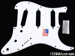 USA FENDER STRATOCASTER MALMSTEEN STRAT PICKGUARD GUITAR WHITE 3 PLY.