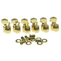 GOLD 6 INLINE 2 PIN LOCKING TUNING KEYS PEGS TUNERS FITS USA FENDER STRAT TELE
