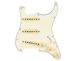 FENDER PRE-WIRED STRAT PICKGUARD PURE VINTAGE '65 W/RWRP MID - PARCHMENT