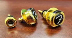 GENUINE FENDER INFINITY F LOGO GUITAR STRAP LOCKS STRAPLOCKS - GOLD