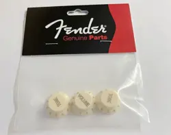 GENUINE FENDER STRAT STRATOCASTER PARCHMENT VOLUME TONE KNOB SET MADE IN USA