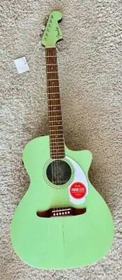 FENDER NEWPORTER PLAYER AUDITORIUM SIZE ACOUSTIC ELECTRIC GUITAR, SURF GREEN