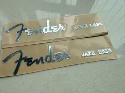 2PCS FENDER TELE GUITAR JAZZ BASS HEADSTOCK SELF-ADHESIVE METAL STICKERS SILVER