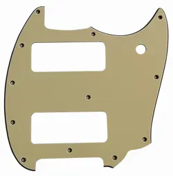 GUITAR PICKGUARD FOR FENDER OFFSET SERIES MUSTANG P90 STYLE 3 PLY VINTAGE YELLOW