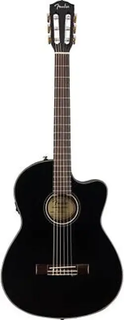FENDER CN-140SCE THINLINE CONCERT NYLON STRING ACOUSTIC GUITAR WITH CASE - BLACK
