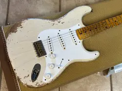 2024 FENDER CUSTOM SHOP LTD 1954 STRATOCASTER HT HEAVY RELIC AGED WHITE BLONDE