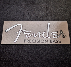 PRECISION BASS HEADSTOCK DECAL FOR BASS GUITAR METALLIC SILVER WATERSLIDE NEW