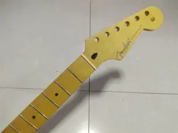 YELLOW 22 FRET STRAT MAPLE GUITAR NECK PART FOR DIY FENDER REPLACE
