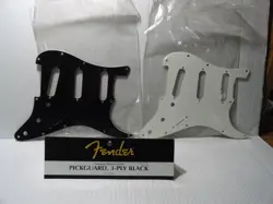 2 - FENDER STANDARD STRATOCASTER PICKGUARDS 3 PLY - BLAVK & WHITE - USED