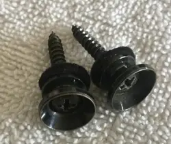 2005 FENDER SQUIER MB-4 BASS GUITAR ORIGINAL BLACK STRAP BUTTONS SET