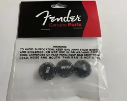 GENUINE FENDER STRAT STRATOCASTER BLACK VOLUME TONE KNOB SET MADE IN USA