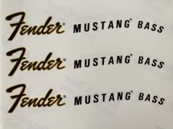 70S FENDER MUSTANG BASS WATERSLIDE HEADSTOCK DECAL (3 PCS.)