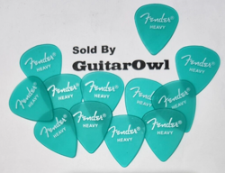 FENDER HEAVY 351 GUITAR PICKS CALIFORNIA CLEAR SURF GREEN  12 PICKS DISCONTINUED