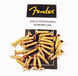 GENUINE FENDER GUITAR GOLD PICKGUARD MOUNTING SCREWS - PACKAGE OF 24