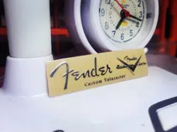 2PCS FENDER TELECASTER GUITAR HEADSTOCK LOGO SELF-ADHESIVE METAL STICKERS SILVER