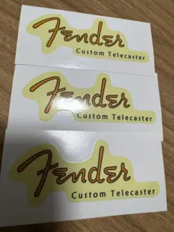 3PCS FENDER CUSTOM TELECASTER GUITAR RETRO UV HEADSTOCK RAISED STICKERS DECALS
