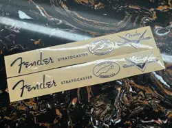 2PCS SELF-ADHESIVE METAL STICKERS FOR FENDER STRATOCASTER GUITAR HEADSTOCK BLACK