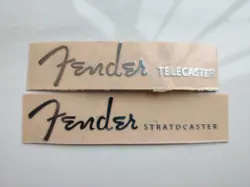 2PCS FENDER STRAT TELE GUITAR NECK HEADSTOCK SELF-ADHESIVE METAL STICKERS SILVER