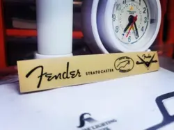 2PCS FENDER STRAT CUSTOM SHOP GUITAR HEADSTOCK SELF-ADHESIVE METAL STICKER BLACK