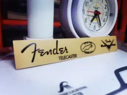 2PCS FENDER TELE CUSTOM SHOP GUITAR HEADSTOCK SELF-ADHESIVE METAL STICKERS BLACK