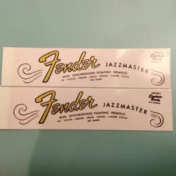 2PCS FENDER JAZZMASTER 66'S GUITAR WATERSLIDE TRANSFER HEADSTOCK DECALS STICKERS