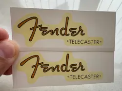 2PCS FENDER GUITAR TELECASTER RETRO WATERSLIDE TRANSFER HEADSTOCK DECALS GOLDEN