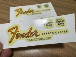 3PCS FENDER STRATOCASTER GUITAR RETRO UV TRANSFER HEADSTOCK RAISED STICKER DECAL