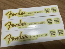3PCS RETRO FENDER STRATOCASTER GUITAR UV TRANSFER HEADSTOCK RAISED DECAL STICKER