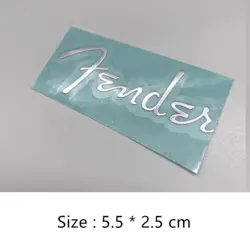 2PCS CUSTOM FENDER ELECTRIC GUITAR HEADSTOCK SELF-ADHESIVE METAL STICKERS SILVER