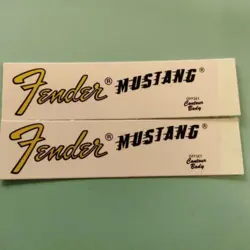 2PCS FENDER MUSTANG ELECTRIC GUITAR WATERSLIDE TRANSFER HEADSTOCK DECALS STICKER