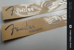 2PCS SELF-ADHESIVE METAL STICKERS FOR FENDER TELECASTER GUITAR HEADSTOCK SILVER