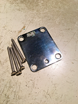 GENUINE FENDER  4 BOLT 5 HOLE CHROME NECK PLATE STRAT TELE MICRO TILT