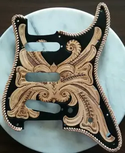 TOOLED LEATHER PICKGUARD FOR FENDER STRATOCASTER
