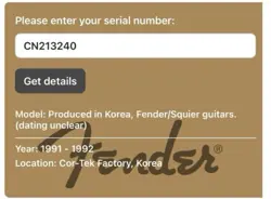 1992 SQUIER BY FENDER STRATOCASTER MADE IN KOREA ELECTRIC GUITAR