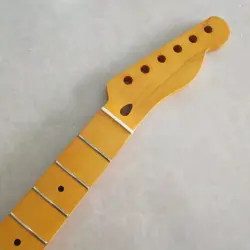 VINTAGE 21 FRET TELE GUITAR NECK MAPLE FOR DIY FENDER REPLACEMENT YELLOW MATTE