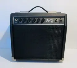 VINTAGE FENDER SQUIER 15 REVERB GUITAR AMP 42 WATT BLACK TESTED