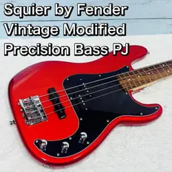 SQUIER BY FENDER VINTAGE MODIFIED PRECISION BASS GUITAR WITH JAZZ PICKUP RED