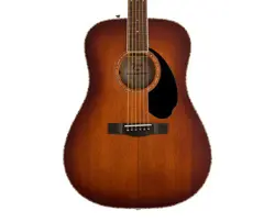 FENDER PD-220E DREADNOUGHT ALL MAHOGANY W/ CASE - AGED COGNAC BURST