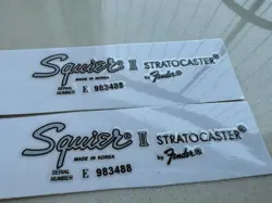 2PCS FENDER SQUIER STRATOCASTER GUITAR HEADSTOCK VINYL UV RAISED DECALS STICKERS