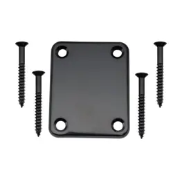 MUSICLILY BLACK 4 HOLE METAL NECK MOUNTING PLATE FOR FENDER STYLE GUITAR BASS