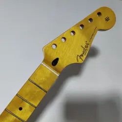 YELLOW GLOSS 22 FRET STRAT MAPLE GUITAR NECK PART FOR DIY FENDER REPLACE