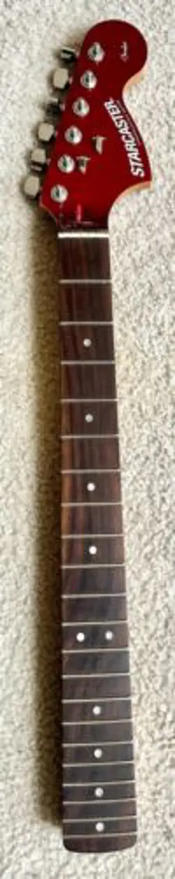 2007 FENDER STARCASTER STRATOCASTER ROSEWOOD NECK W/RED METALLIC HEADSTOCK RARE!