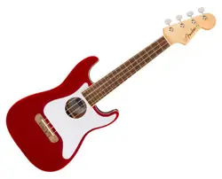 USED FENDER FULLERTON STRAT UKE - CANDY APPLE RED W/ WALNUT FB