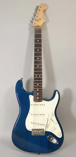 2002 FENDER HIGHWAY ONE USA STRATOCASTER SAPPHIRE BLUE TRANSPARENT FINISH W/