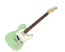 USED FENDER AMERICAN PERFORMER TELECASTER HUM - SATIN SURF GREEN W/ ROSEWOOD FB