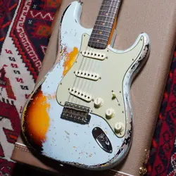 FENDER CUSTOM SHOP 1960 STRATOCASTER HEAVY RELIC / AGED SONIC BLUE OVER 3CS